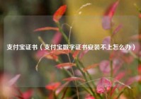 支付宝证书（支付宝数字证书安装不上怎么办）