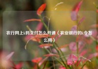 农行网上k码支付怎么开通（农业银行的k令怎么用）