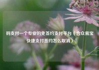 码支付一个专业的免签约支付平台（合众易宝快捷支付签约怎么取消）