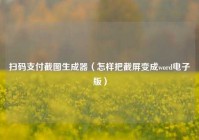 扫码支付截图生成器（怎样把截屏变成word电子版）