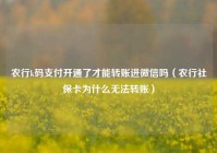 农行k码支付开通了才能转账进微信吗（农行社保卡为什么无法转账）