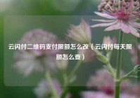 云闪付二维码支付限额怎么改（云闪付每天限额怎么查）