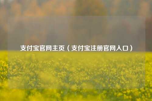 支付宝官网主页（支付宝注册官网入口）