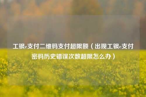 工银e支付二维码支付超限额（出现工银e支付密码历史错误次数超限怎么办）