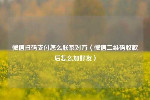 微信扫码支付怎么联系对方（微信二维码收款后怎么加好友）